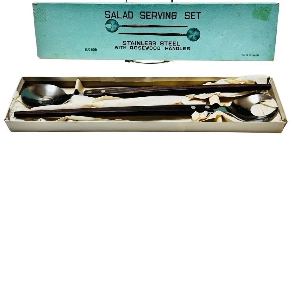 MCM- Rosewood Handle SALAD SERVING SET - Japan - S.0808